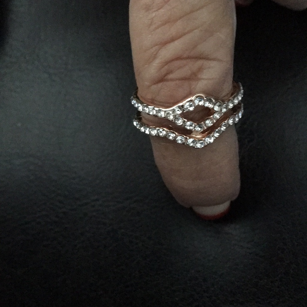 Gold Double Tier Ring W Crystals Size 65 34$